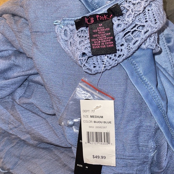 NWT - It’s Pink Bijou Blue Linen Maxi Dress - Size Medium - Picture 4 of 4